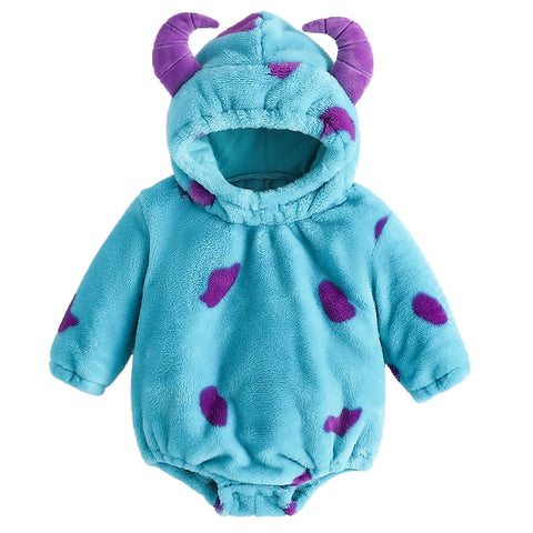 Baby Boys Girls Animal Costume Flannel Animals Hooded Romper Jumpsuits Newborn Halloween Outfit